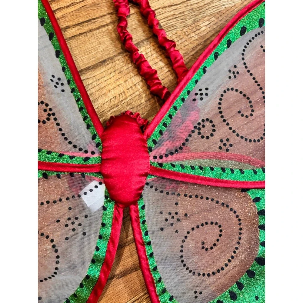 Gymboree Butterfly Fairy Wings Costume Red Green Glitter One Size Dress Up